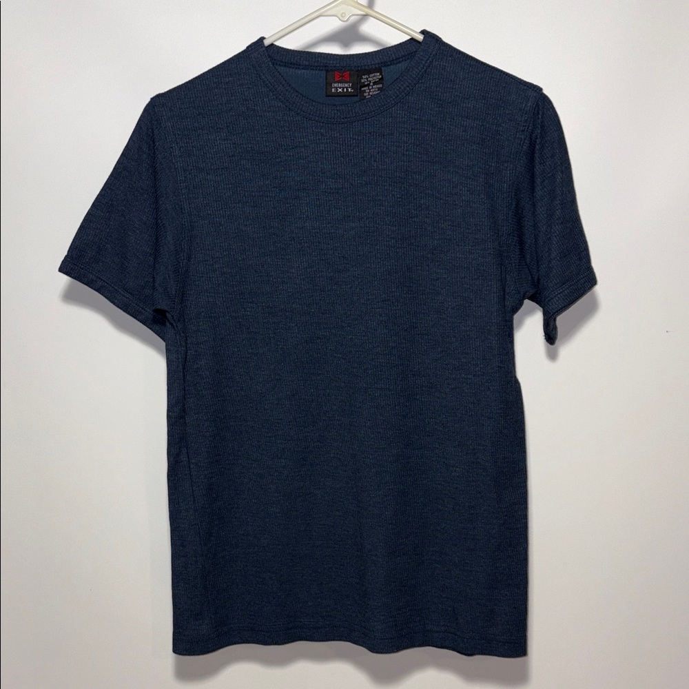 Emergency Exit ribbed Men's Navy Short Sleeve Tee